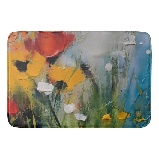 Riverside – Expressive Abstract Meadow Badmat (Voorkant)