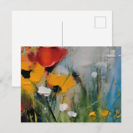 Riverside – Expressive Abstract Meadow Briefkaart (Voorkant / Achterkant)