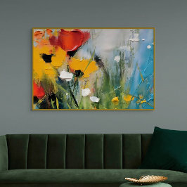 Riverside – Expressive Abstract Meadow Canvas Afdruk