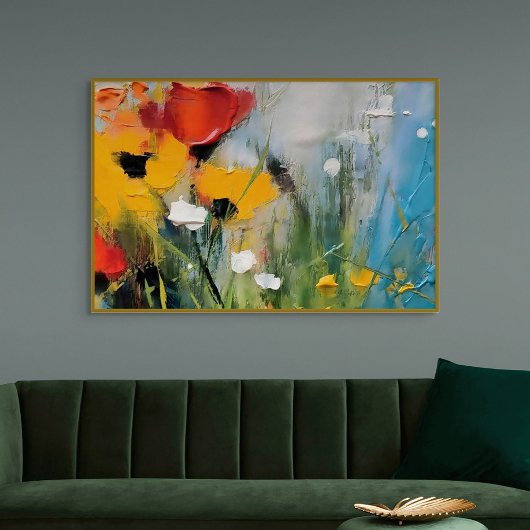 Riverside – Expressive Abstract Meadow Canvas Afdruk