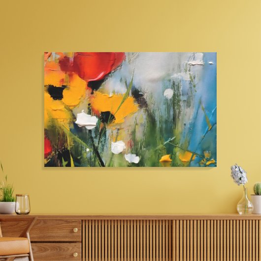 Riverside – Expressive Abstract Meadow Canvas Afdruk (Insitu (Woonkamer))