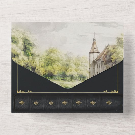 Riverside Fairytale Boek Huwelijksuitnodiging All In One Uitnodiging (Achterkant)