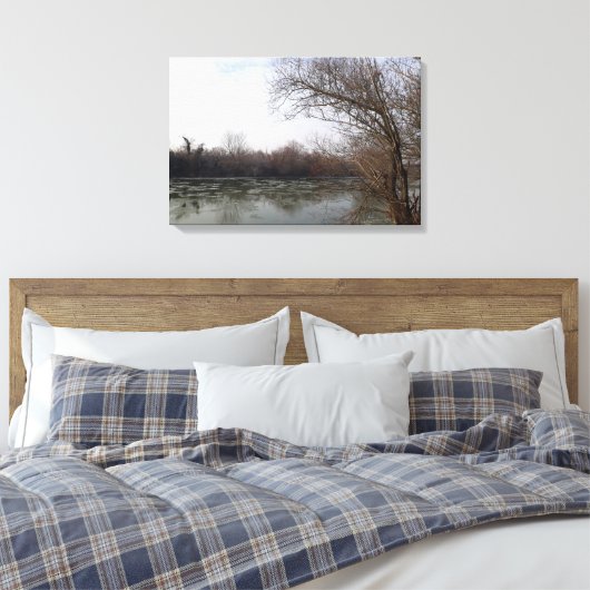Riverside in de winter canvas afdruk (Insitu (Slaapkamer))