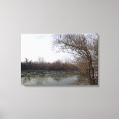 Riverside in de winter canvas afdruk (Voorkant)