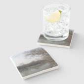 Riverside in de winter stenen onderzetter (Zijkant)