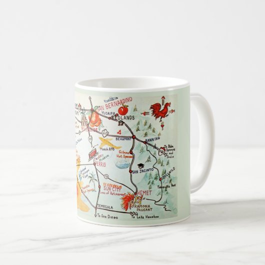 Riverside, kleurrijke handgetekende Californië Mok (Voorkant rechts)