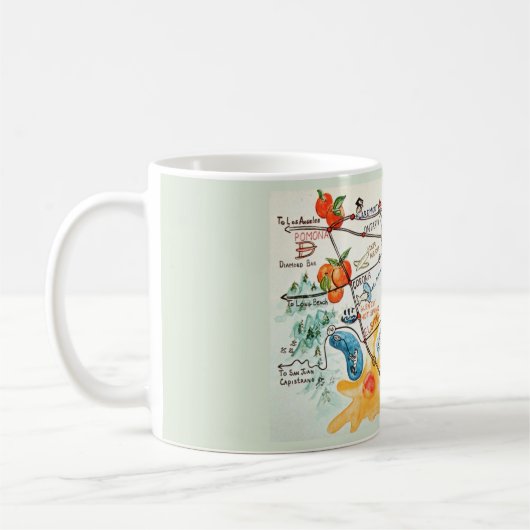 Riverside, kleurrijke handgetekende Californië Mok (Links)