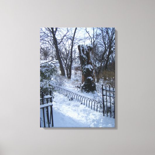 Riverside Park NYC Snow Winter Tree New York Canvas Afdruk (Voorkant)