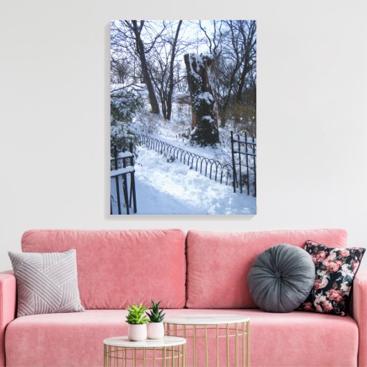 Riverside Park NYC Snow Winter Tree New York Canvas Afdruk (Insitu (Woonkamer))