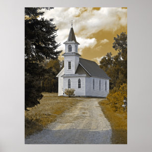 Riverside Presbyteriaanse kerk 1800s sepia Poster