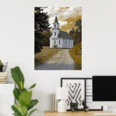 Riverside Presbyteriaanse kerk 1800s sepia Poster (Thuiskantoor)