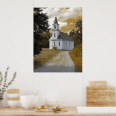 Riverside Presbyteriaanse kerk 1800s sepia Poster (Keuken)