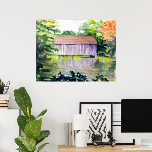 "RIVERSIDE REFLECTIONS" - ART - HARRIET DAVIDSOHN POSTER (Thuiskantoor)