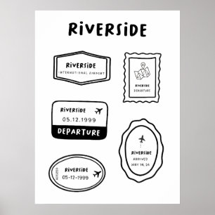 Riverside - Travel Stamp Collectie minimalistisc Poster