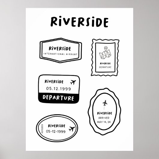 Riverside - Travel Stamp Collectie | minimalistisc Poster (Voorkant)