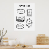 Riverside - Travel Stamp Collectie | minimalistisc Poster (Keuken)