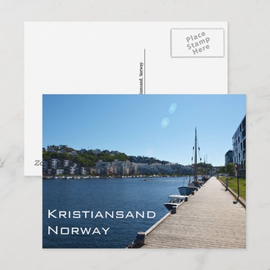 Riverside Uitzicht in Kristiansand, Noorwegen Briefkaart (Voorkant / Achterkant)