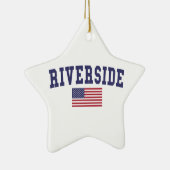 Riverside US Flag Keramisch Ornament (Rechts)