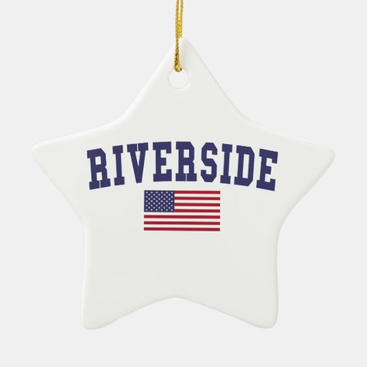 Riverside US Flag Keramisch Ornament (Voorkant)