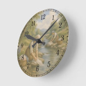 Riverside Washing Wall Clock — Cultural Landscape Ronde Klok (Hoek)