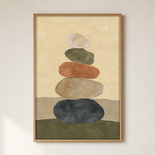 Riverstone Stack Gouache Boho Kunstposter Poster