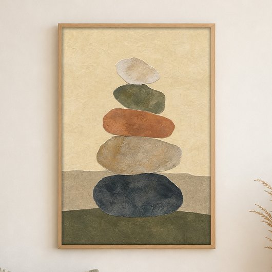 Riverstone Stack Gouache Boho Kunstposter Poster