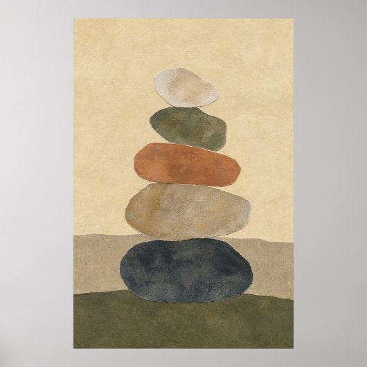 Riverstone Stack Gouache Boho Kunstposter Poster (Voorkant)