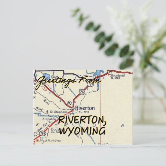 Riverton Wyoming  Map Briefkaart (Staand voorkant)
