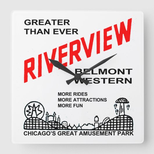 Riverview Amusement Park, Chicago, IL 1904-1967 Vierkante Klok (Voorkant)