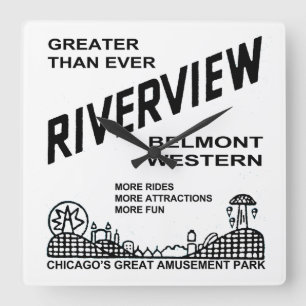 Riverview Amusement Park, Chicago, IL 1904-1967 Vierkante Klok