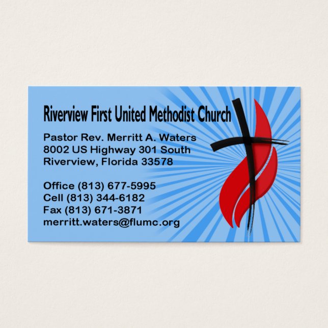 Riverview First UMC Pastor Rev. Visitekaartjes (Voorkant)