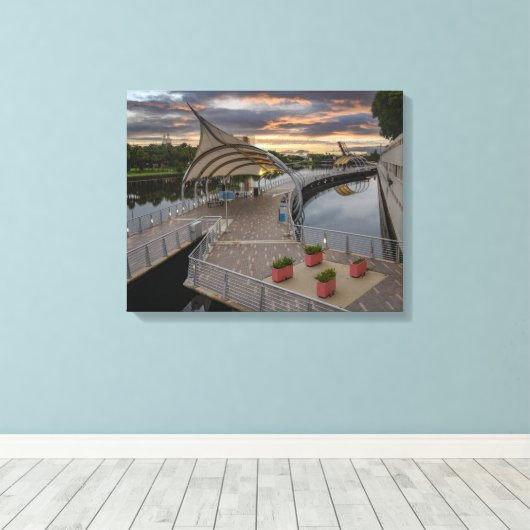 Riverwalk bij Tampa Florida Canvas Afdruk (Insitu (Houten vloer))