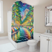 "Riverwalk Enchantment: Midnight Merriment" Douchegordijn (In situ)