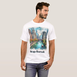 Riverwalk in Chicago Waterverf Travel T-Shirt