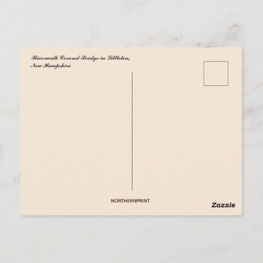 Riverwalk Overdekte brug Littleton New Hampshire Briefkaart (Achterkant)