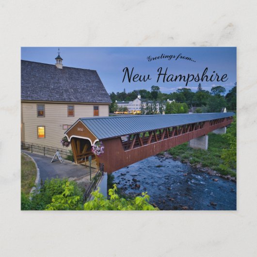 Riverwalk Overdekte brug Littleton New Hampshire Briefkaart (Voorkant)