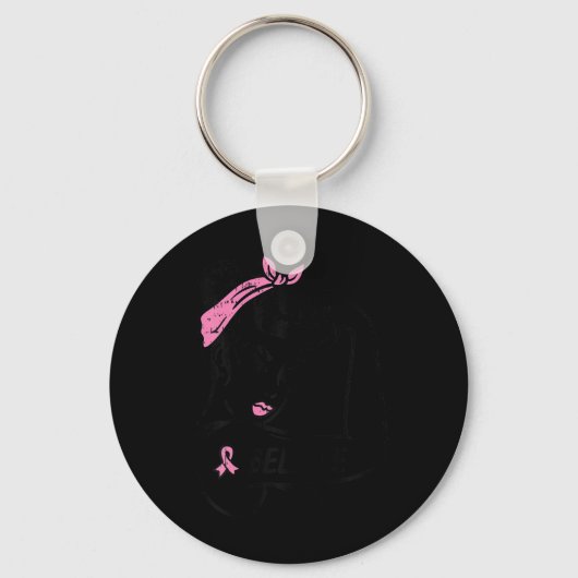 Riveter Believe Roze Lint Borstkanker Bewustzijn Sleutelhanger (Voorkant)
