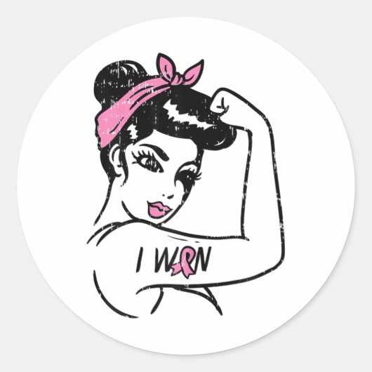 Riveter I wint bewustzijn borstkanker overlevende Ronde Sticker (Voorkant)