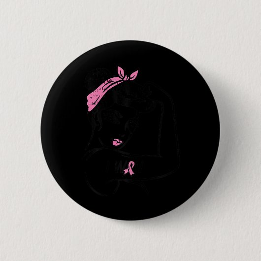 Riveter I Won Borstkanker Overlevende Vrouw Ronde Button 5,7 Cm (Voorkant)