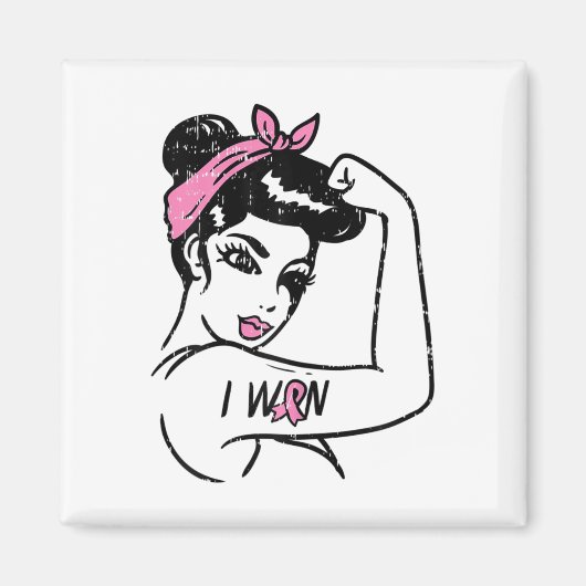Riveter Ik Won Borstkanker Overlevende Vrouw Bewus Magneet (Voorkant)