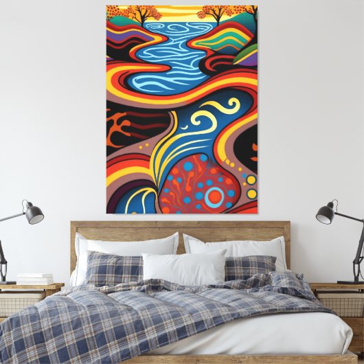 Rivier, Aboriginal, droomtijd. Canvas Afdruk (Insitu (Slaapkamer))