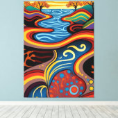 Rivier, Aboriginal, droomtijd. Canvas Afdruk (Insitu (Houten vloer))