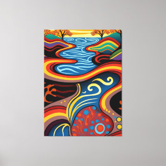 Rivier, Aboriginal, droomtijd. Canvas Afdruk