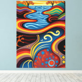 Rivier, Aboriginal, droomtijd. Canvas Afdruk (Insitu (Houten vloer))