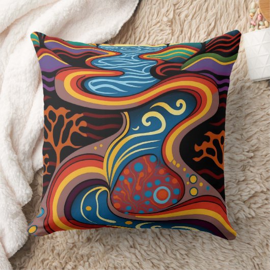 Rivier, Aboriginal, droomtijd. Kussen (Deken)