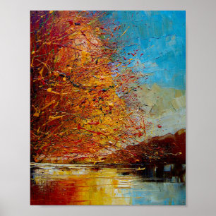 Rivier, abstracte schilderkunst. poster