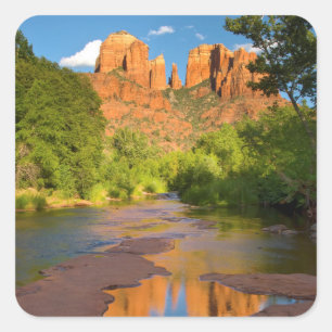 Rivier bij Red Rock Crossing, Arizona Vierkante Sticker