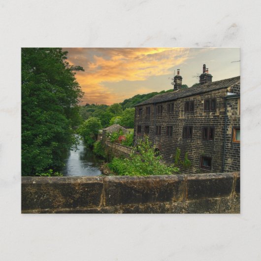 Rivier Calder vanaf Hawksclough Bridge Briefkaart (Voorkant)