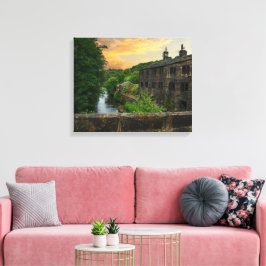 Rivier Calder vanaf Hawksclough Bridge Canvas Afdruk