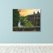Rivier Calder vanaf Hawksclough Bridge Canvas Afdruk (Insitu (Houten vloer))
